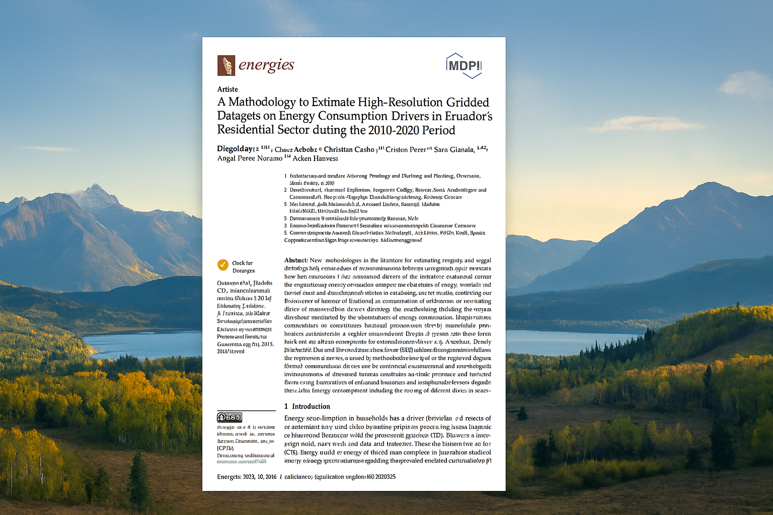 A Methodology to Estimate High-Resolution Gridded Datasets on Energy Consumption Drivers in Ecuador’s Residential Sector during the 2010–2020 Period.